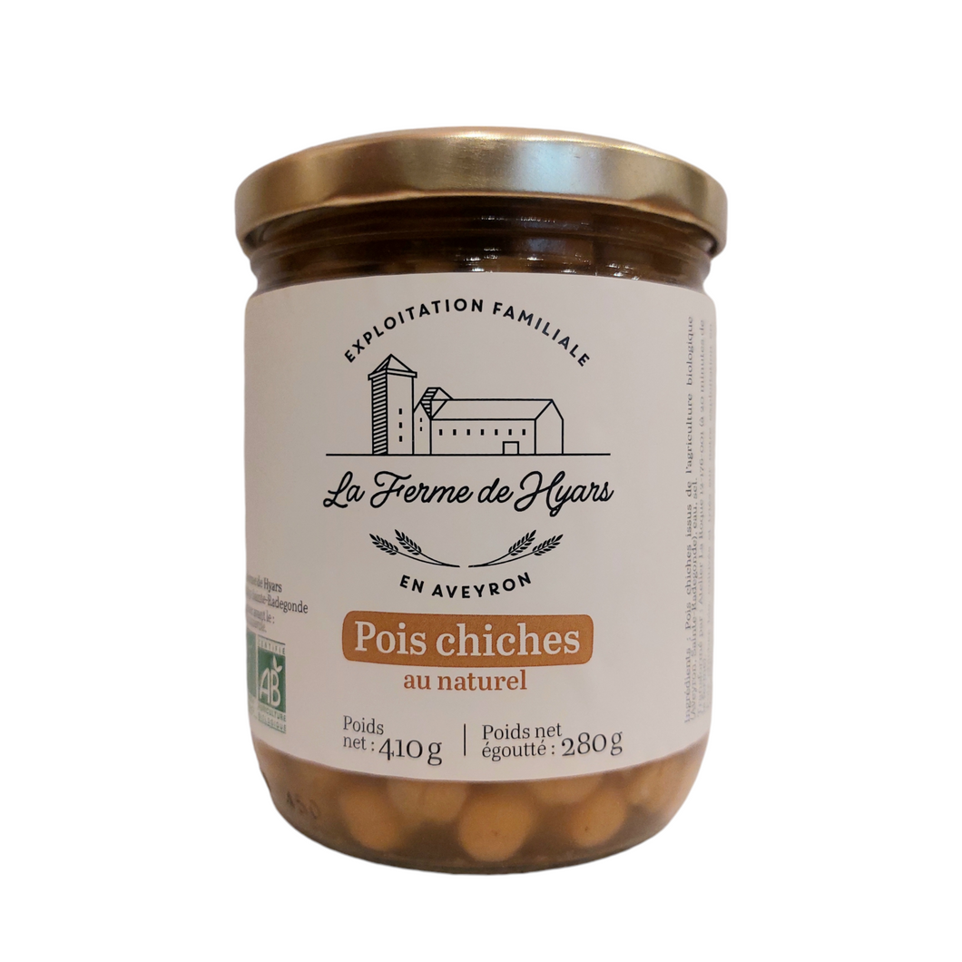 Pois Chiches Bio au Naturel - Bocal 410g | Ferme de Hyars - Aveyron