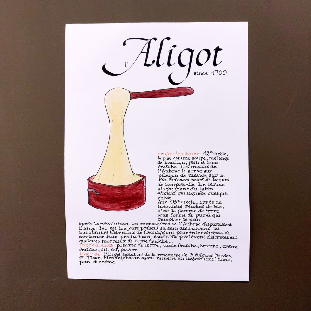 Affiche A4 Calligraphie – Histoire de l'Aligot